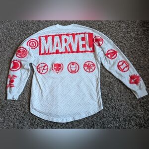 Disney Parks Marvel Avengers Logos AOP Cotton Spirit Jersey Adult S